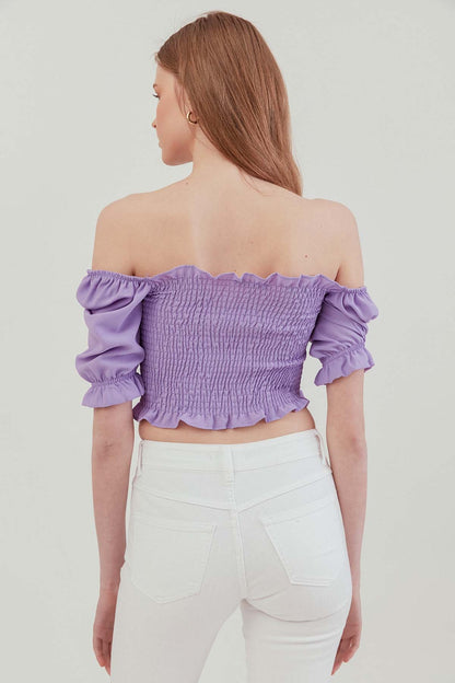 COILED FRONT DRAWSTRING TROJAN SLEEVE BLOUSE