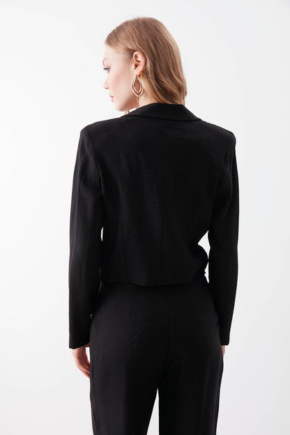 GOLD BUTTON DETAILED CROP JACKET