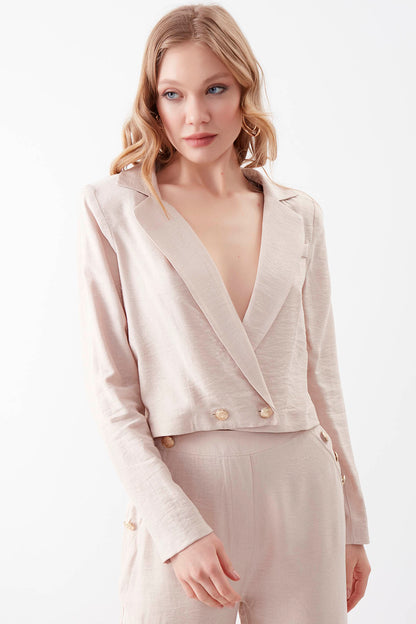 GOLD BUTTON DETAILED CROP JACKET