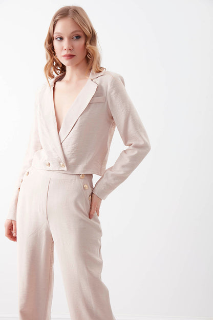 GOLD BUTTON DETAILED CROP JACKET