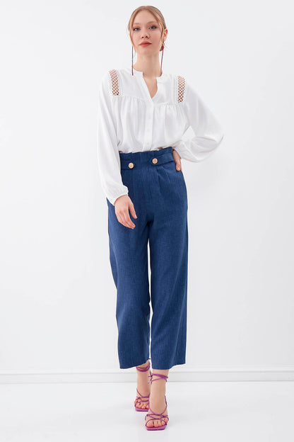 GOLD BUTTON DETAILS TROUSERS