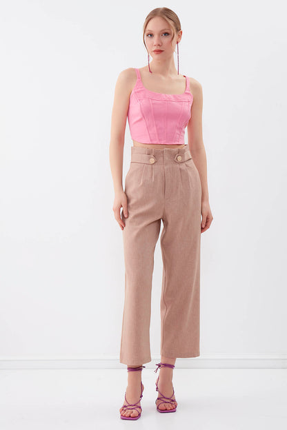 GOLD BUTTON DETAILS TROUSERS