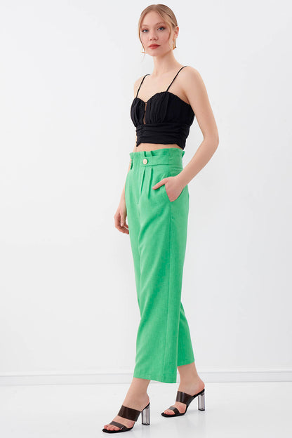 GOLD BUTTON DETAILS TROUSERS