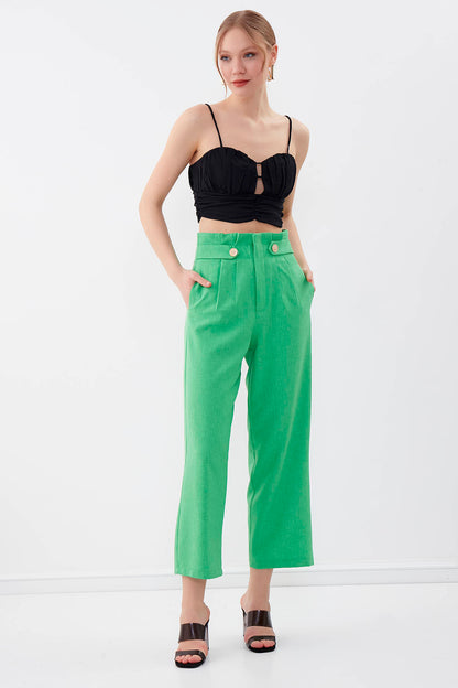 GOLD BUTTON DETAILS TROUSERS