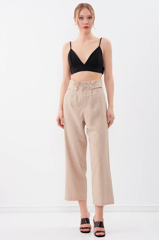 GOLD BUTTON DETAILS TROUSERS
