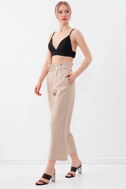 GOLD BUTTON DETAILS TROUSERS