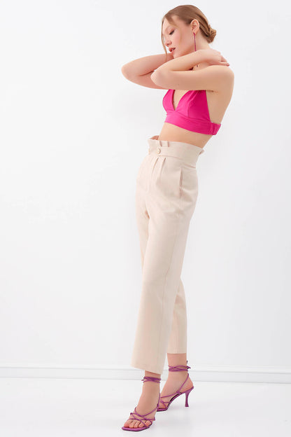 GOLD BUTTON DETAILS TROUSERS