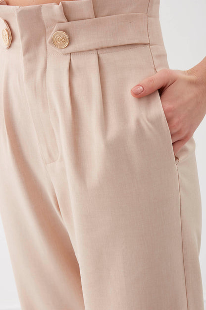 GOLD BUTTON DETAILS TROUSERS