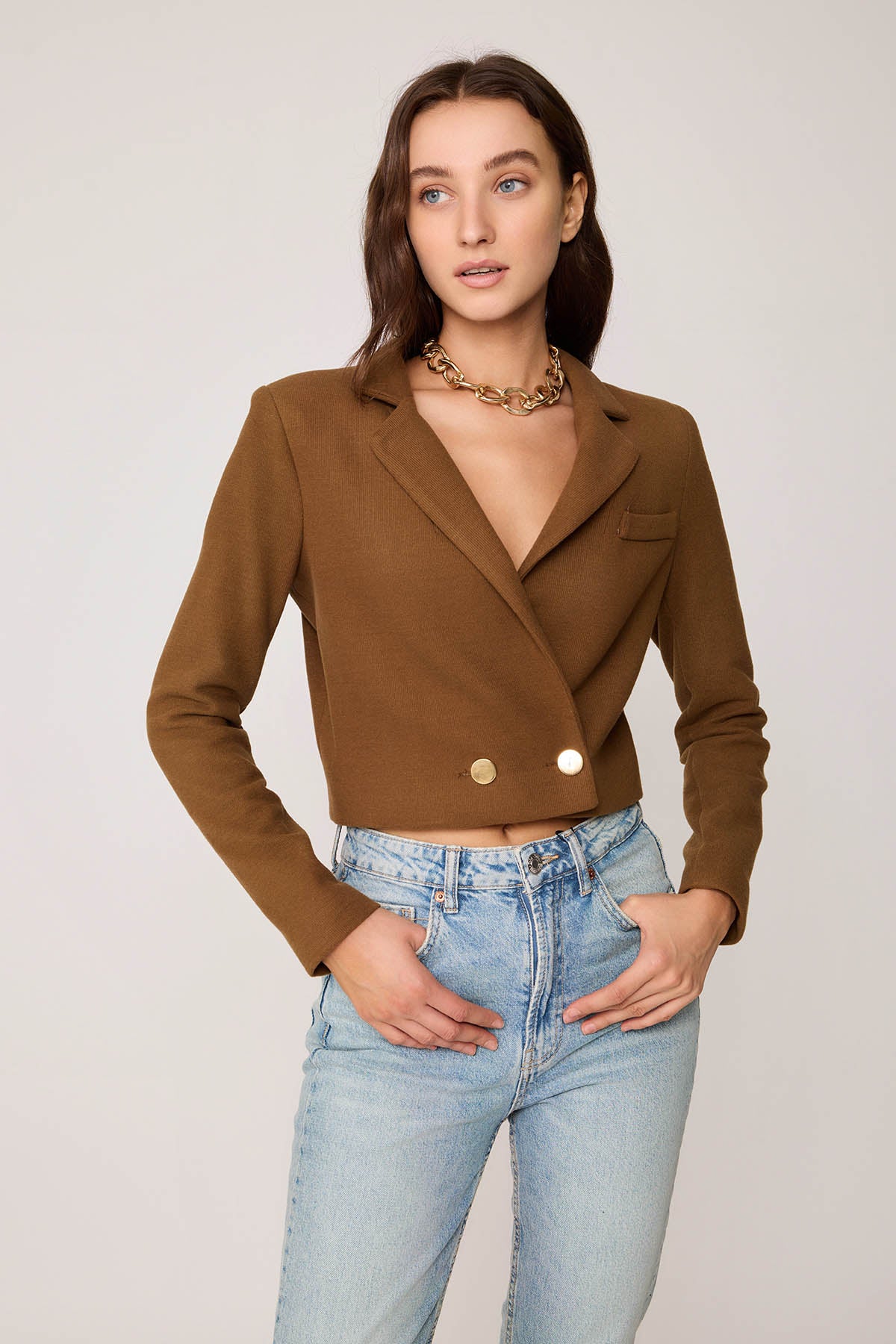 KNITTED JACKET WITH GOLD BUTTONS