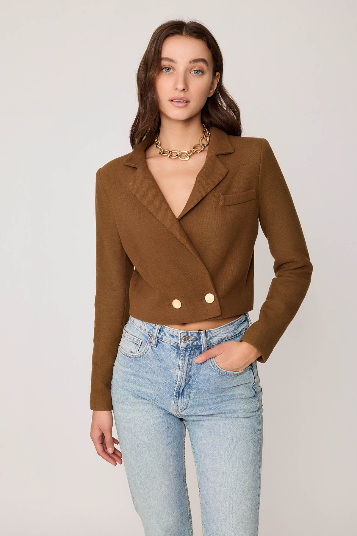 KNITTED JACKET WITH GOLD BUTTONS