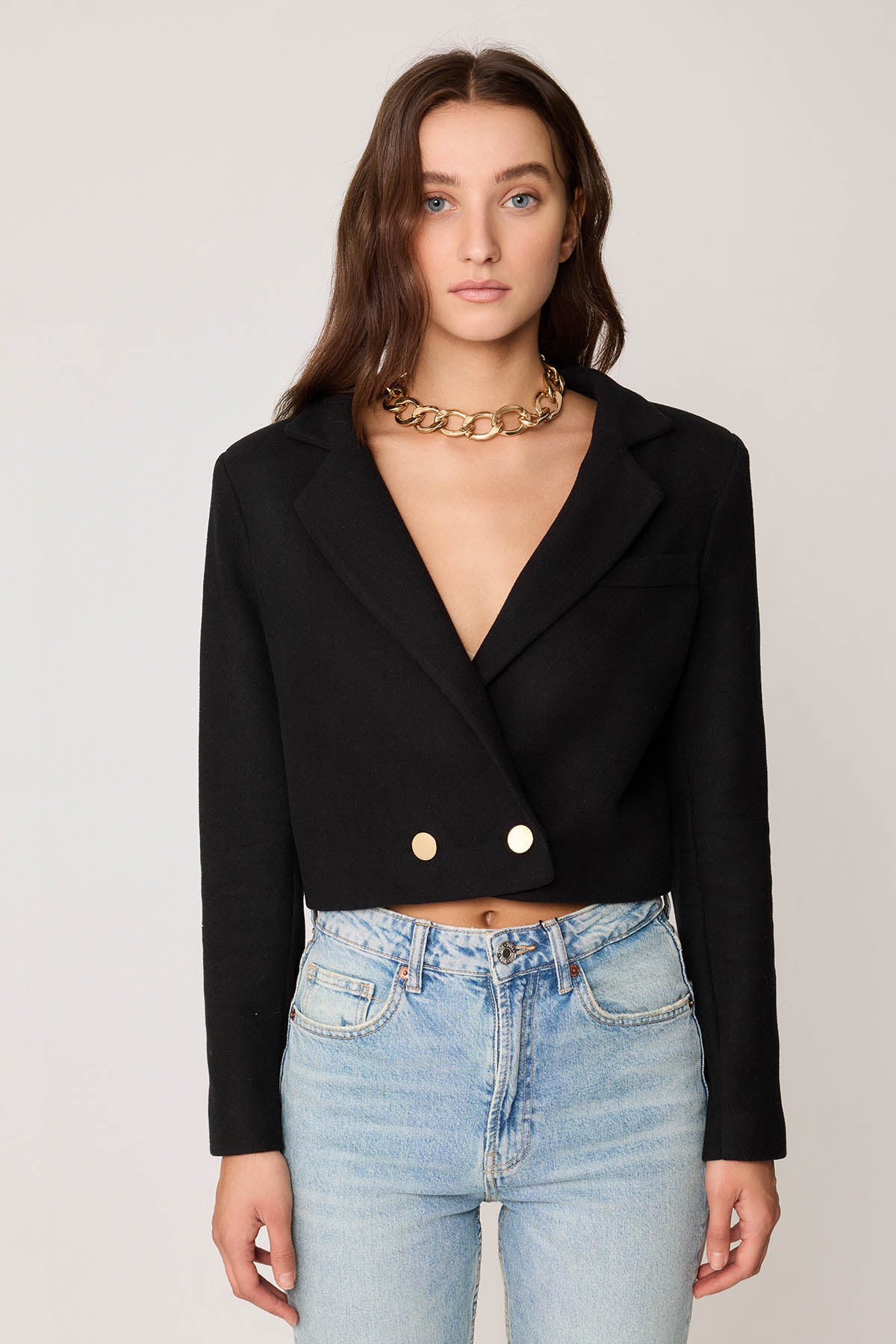 KNITTED JACKET WITH GOLD BUTTONS