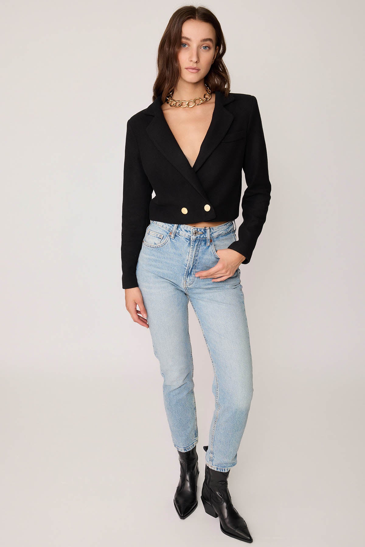 KNITTED JACKET WITH GOLD BUTTONS