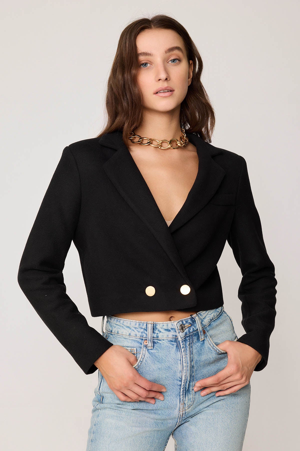 KNITTED JACKET WITH GOLD BUTTONS