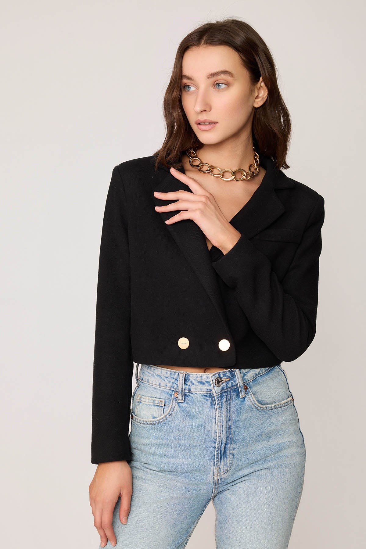 KNITTED JACKET WITH GOLD BUTTONS