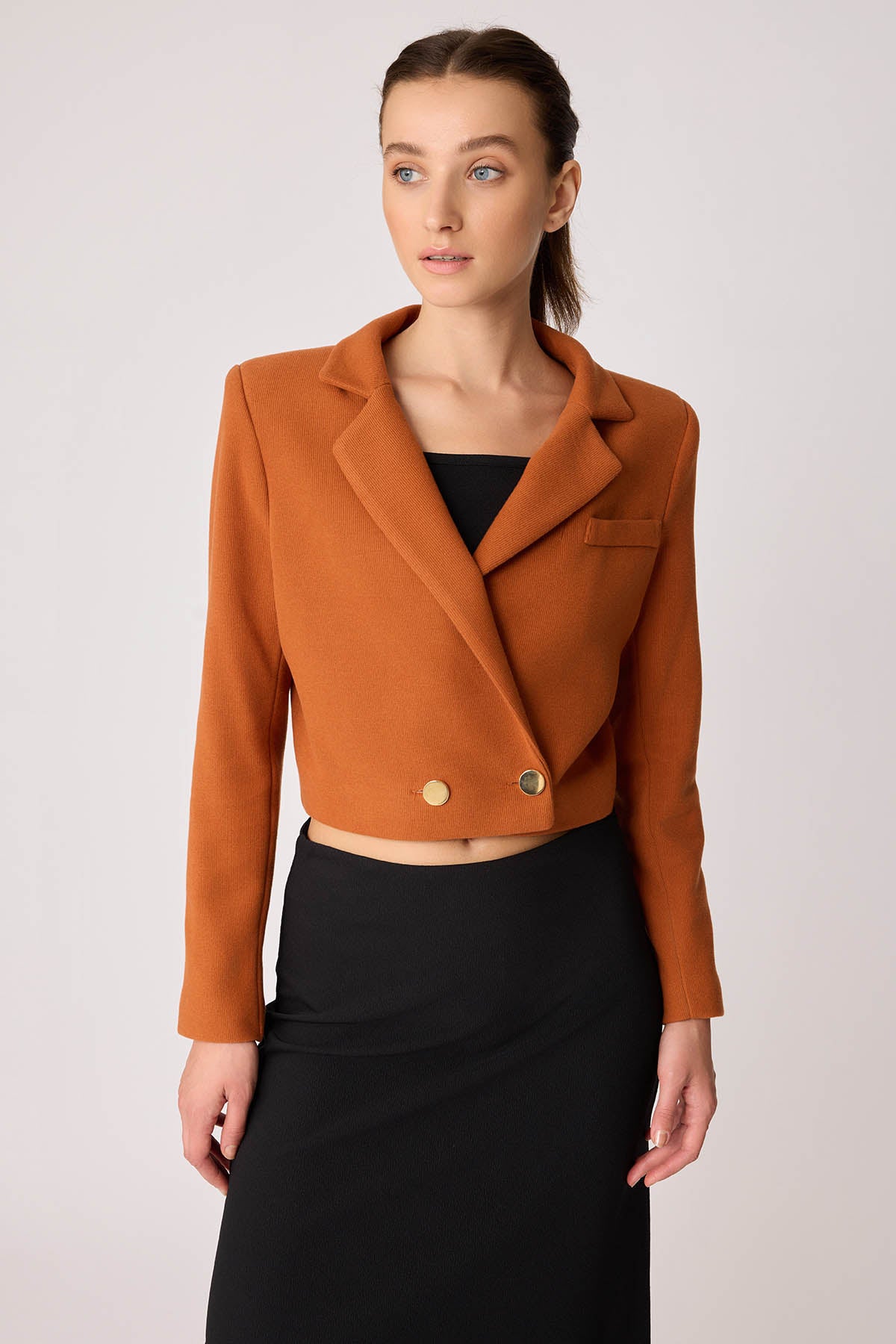 KNITTED JACKET WITH GOLD BUTTONS