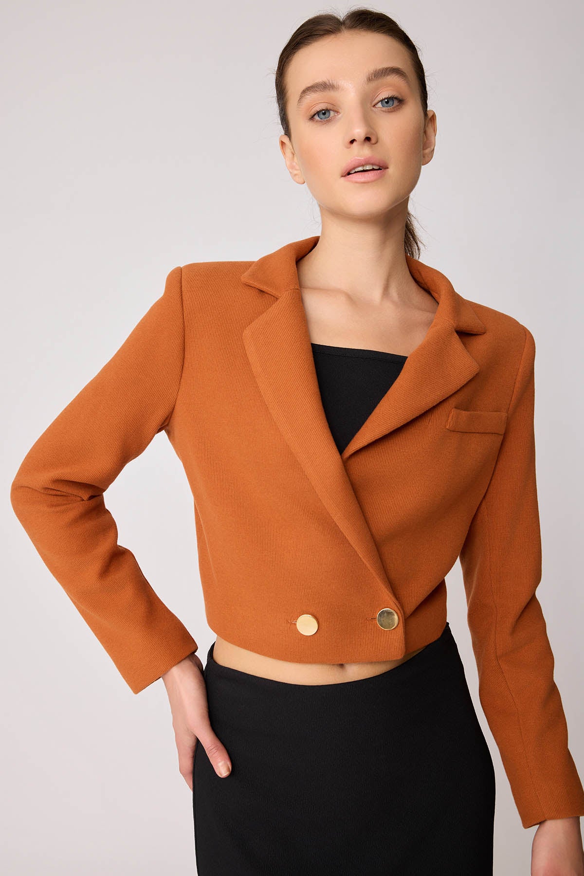 KNITTED JACKET WITH GOLD BUTTONS
