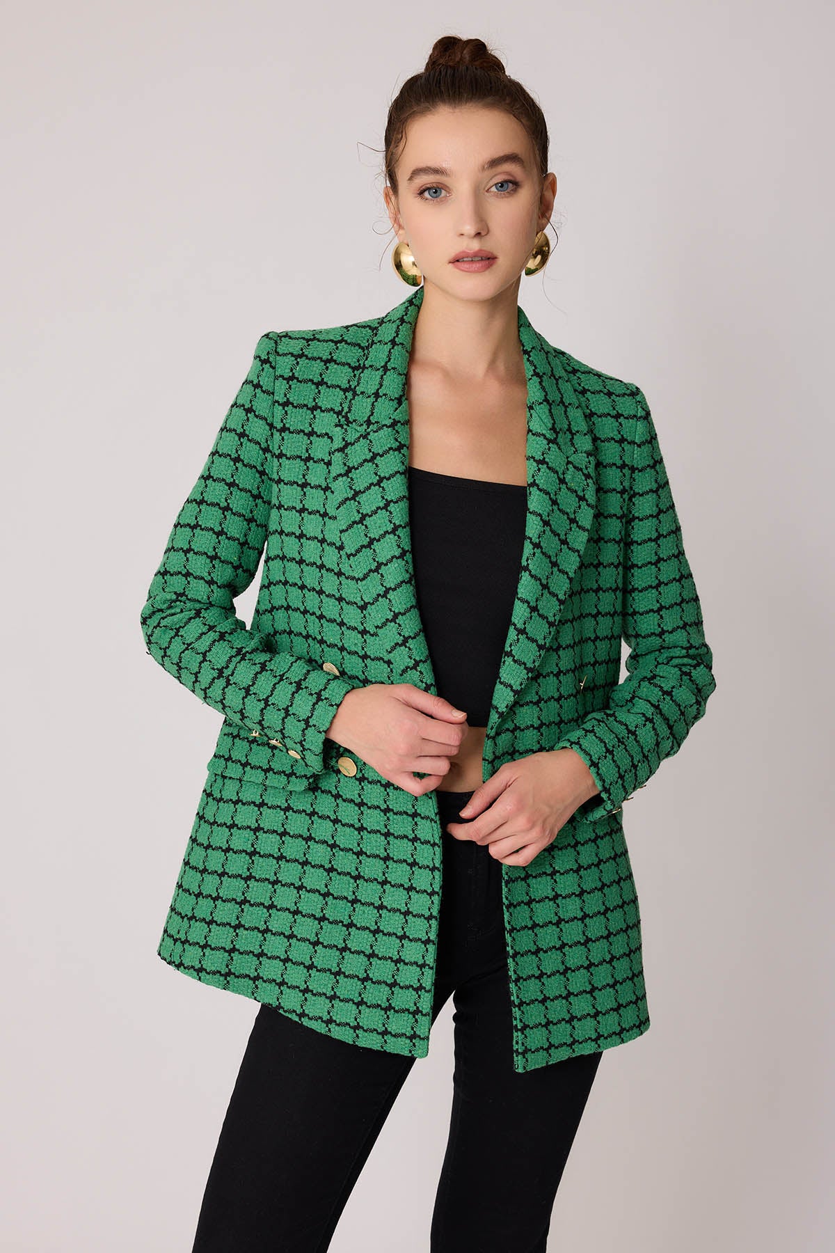 GOLD BUTTON PATTERNED JACKET