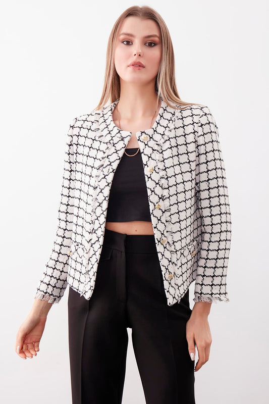 GOLD BUTTON PATTERNED CLASSY JACKET