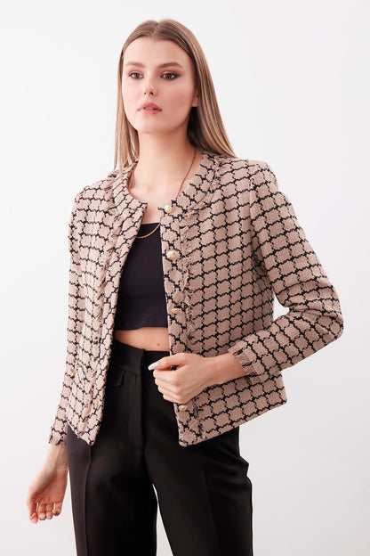GOLD BUTTON PATTERNED CLASSY JACKET