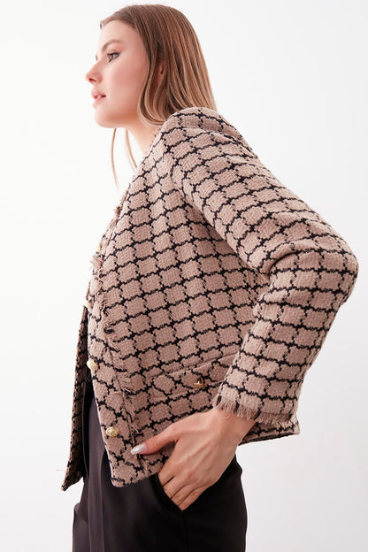 GOLD BUTTON PATTERNED CLASSY JACKET