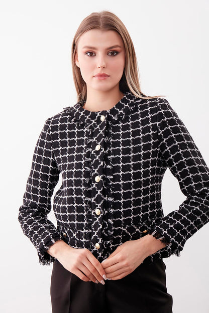 GOLD BUTTON PATTERNED CLASSY JACKET