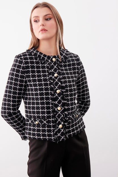 GOLD BUTTON PATTERNED CLASSY JACKET