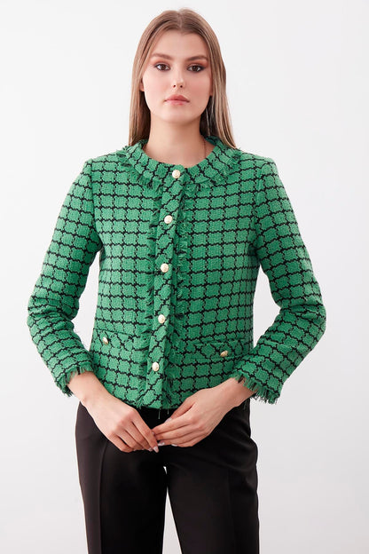 GOLD BUTTON PATTERNED CLASSY JACKET
