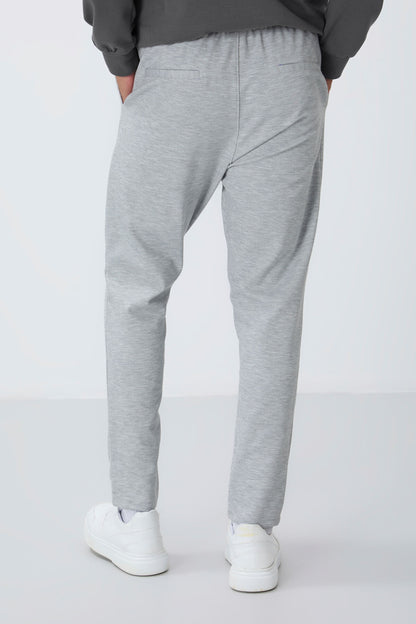 Textured Grey Surface Standard Fit Men's Tracksuit Bottom - 82155