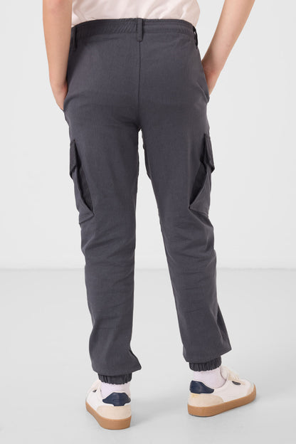 Grey Standard Fit Weaving Lightweight Flexible Chino Boys Trousers - 11271