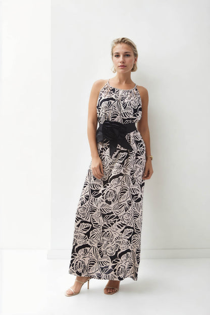 LONG DRESS WITH ARCH & ROSE PATTERN
