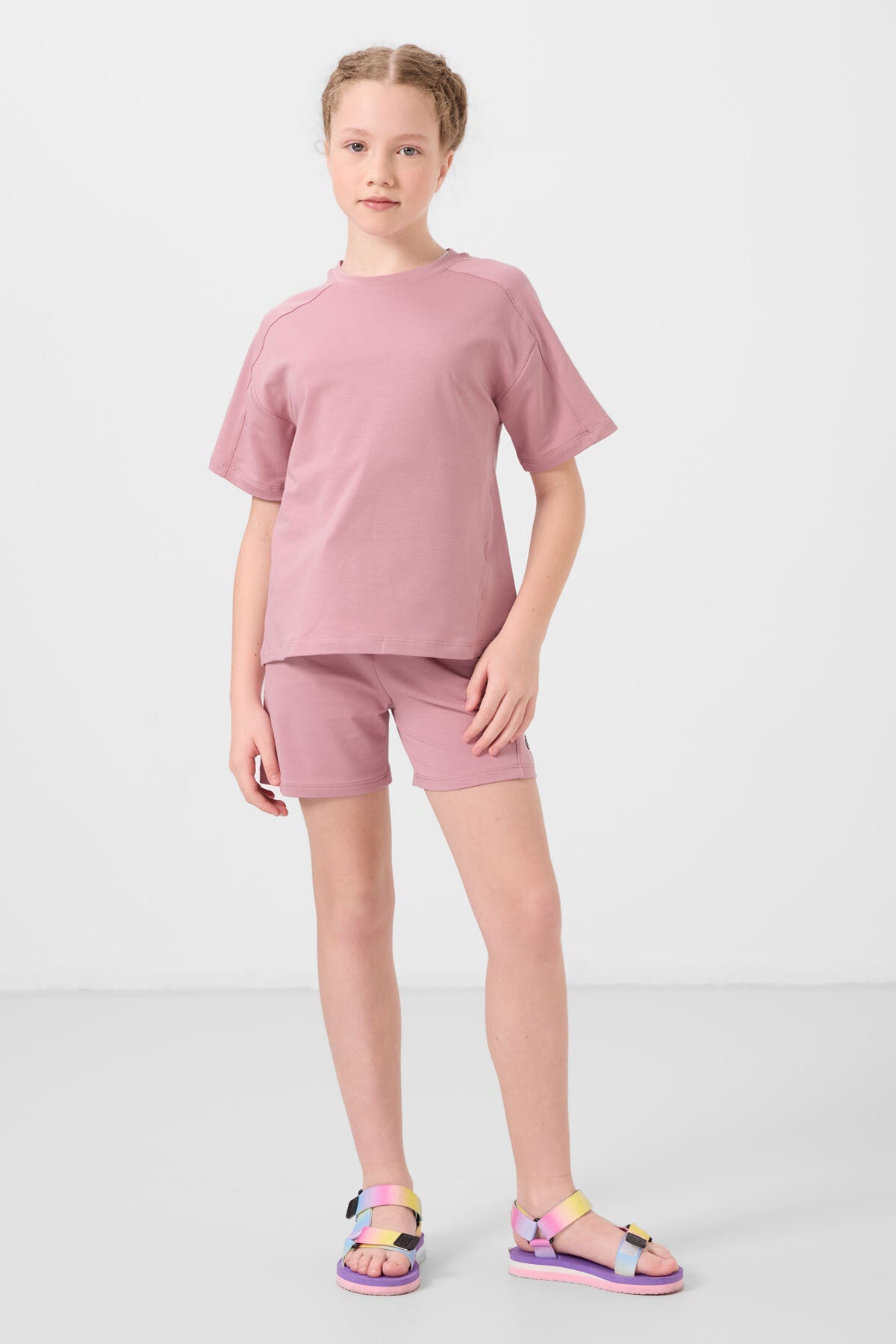 Rose Cotton Soft Woven Standard Fit Basic Girl Child Shorts Set - 75184