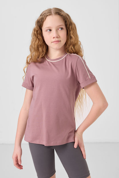 T-Shirt for Girls with O Collar Standard Fit Basic - 75177