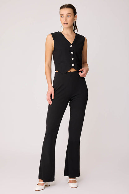 SILVER BUTTON CROP VEST