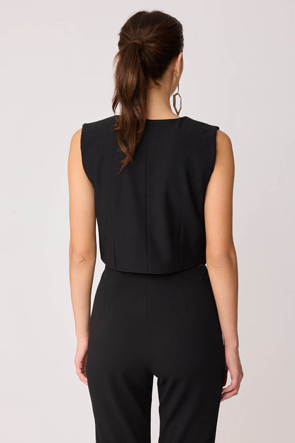 SILVER BUTTON CROP VEST