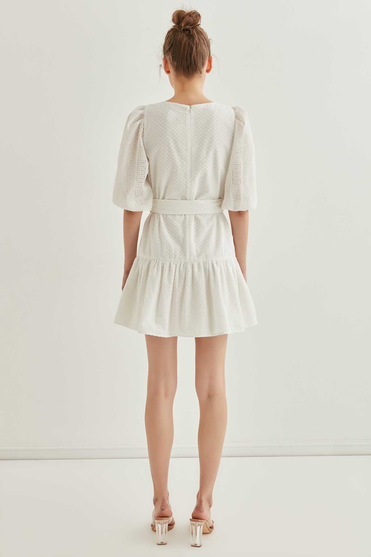 SILVER FABRIC BELT KEMER DETAILED MINI DRESS