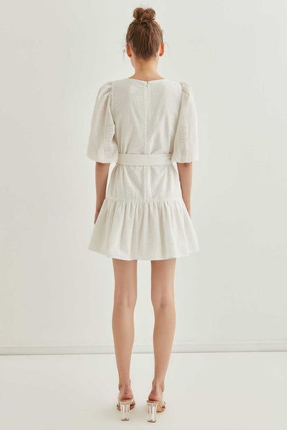 SILVER FABRIC BELT KEMER DETAILED MINI DRESS