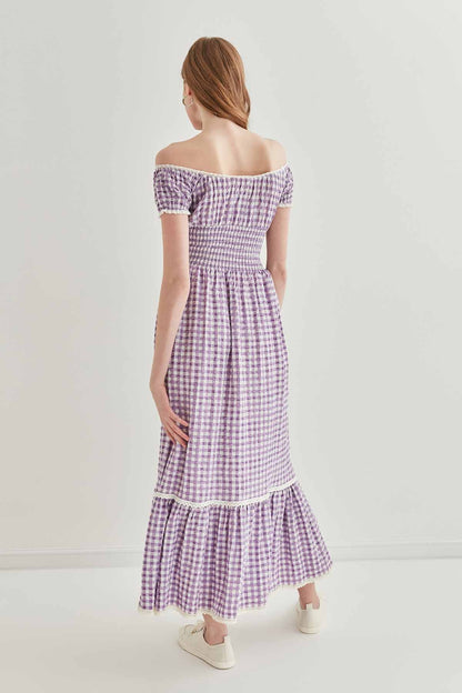 LACE STRIP DETAILED LONG COUNTRY DRESS