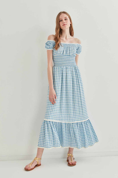LACE STRIP DETAILED LONG COUNTRY DRESS