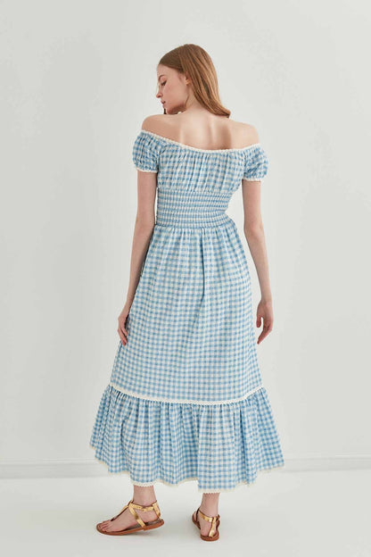 LACE STRIP DETAILED LONG COUNTRY DRESS