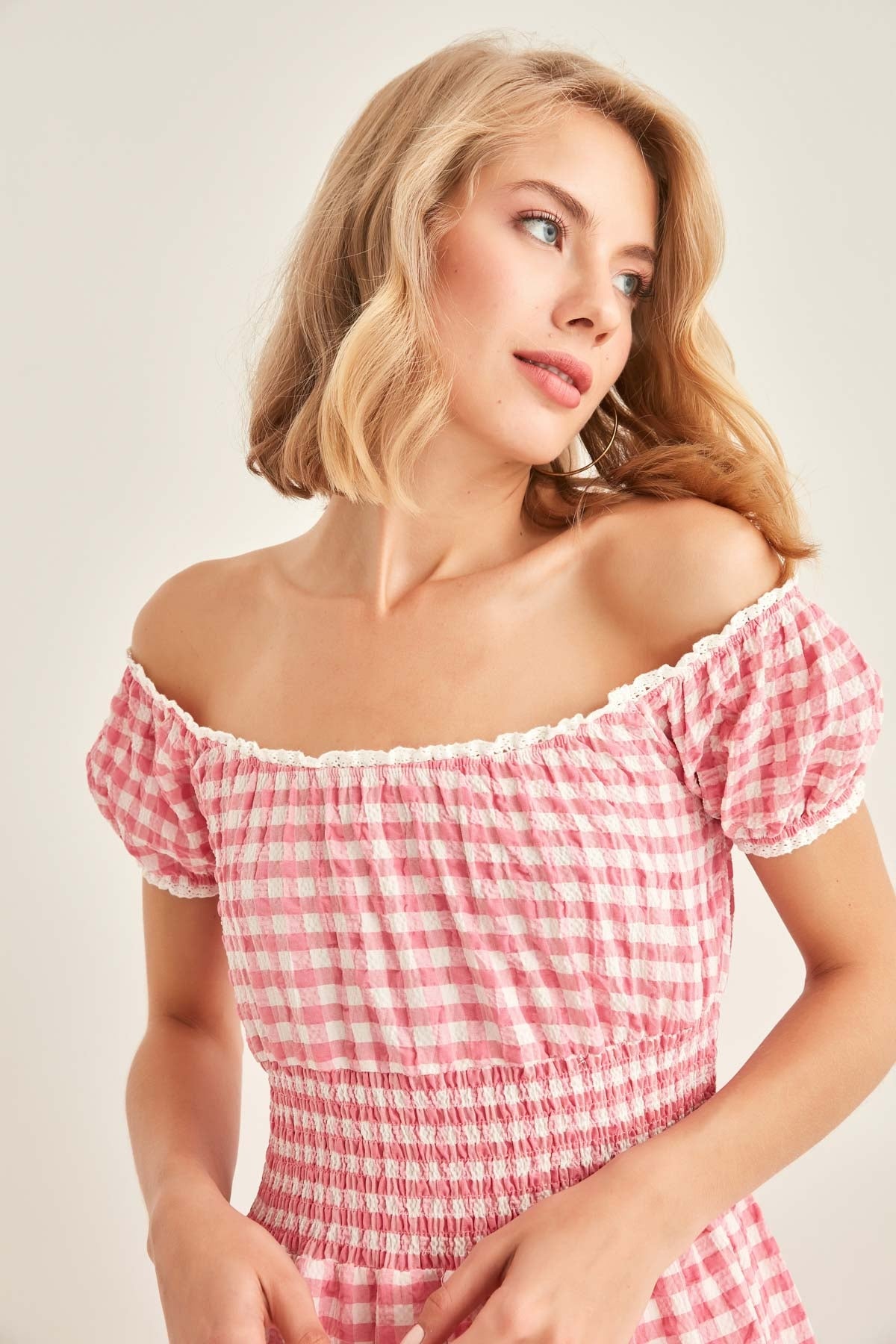 LACE STRIP DETAILED LONG COUNTRY DRESS