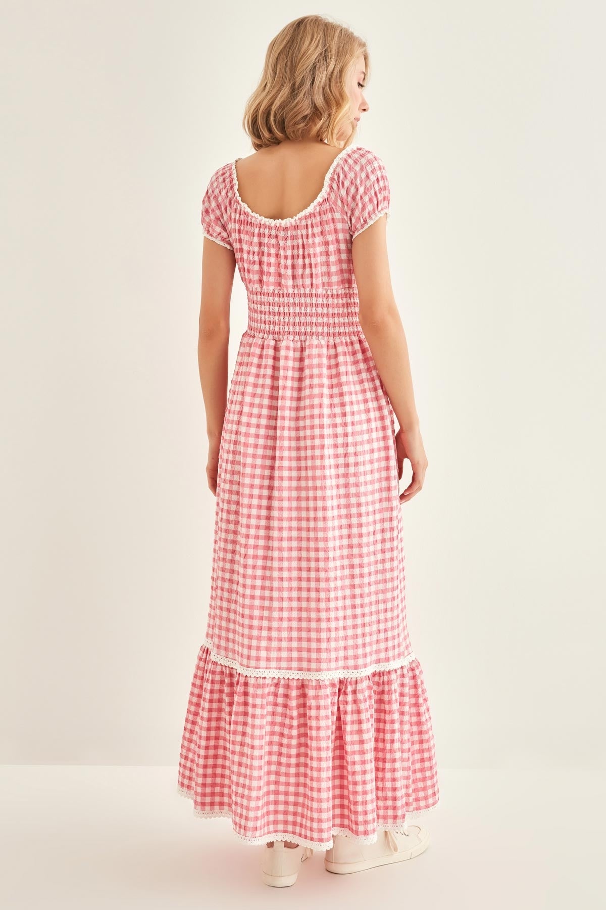 LACE STRIP DETAILED LONG COUNTRY DRESS