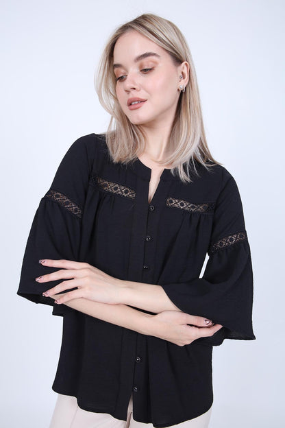 LACE STRIP DETAILED VOLAN SLEEVE AUTHENTIC BLOUSE