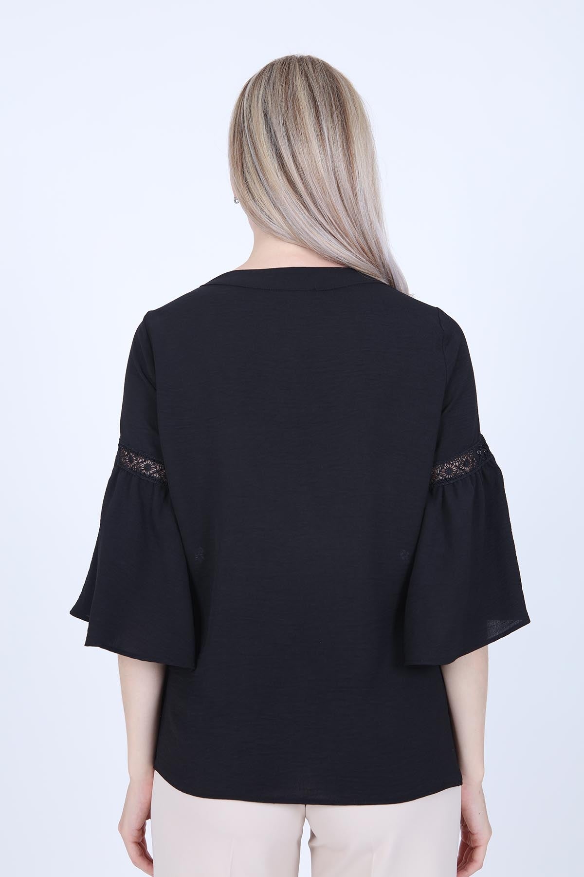 LACE STRIP DETAILED VOLAN SLEEVE AUTHENTIC BLOUSE