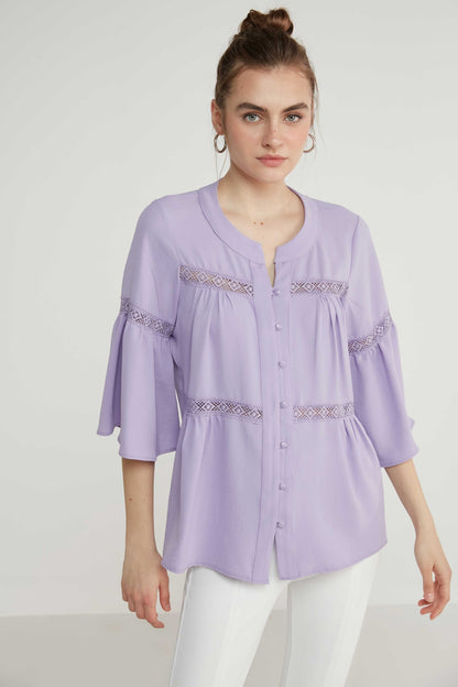 LACE STRIP DETAILED VOLAN SLEEVE AUTHENTIC BLOUSE