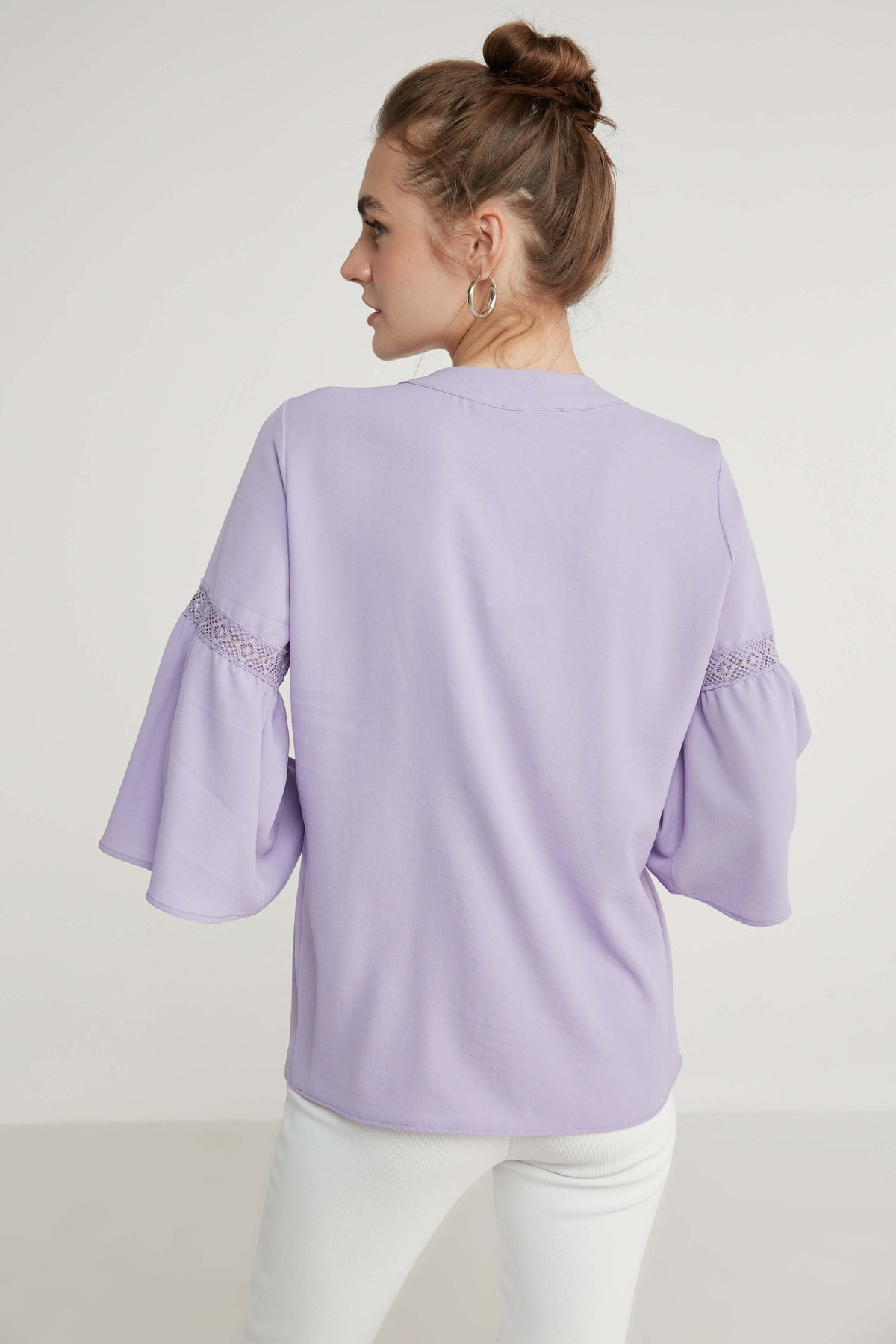 LACE STRIP DETAILED VOLAN SLEEVE AUTHENTIC BLOUSE