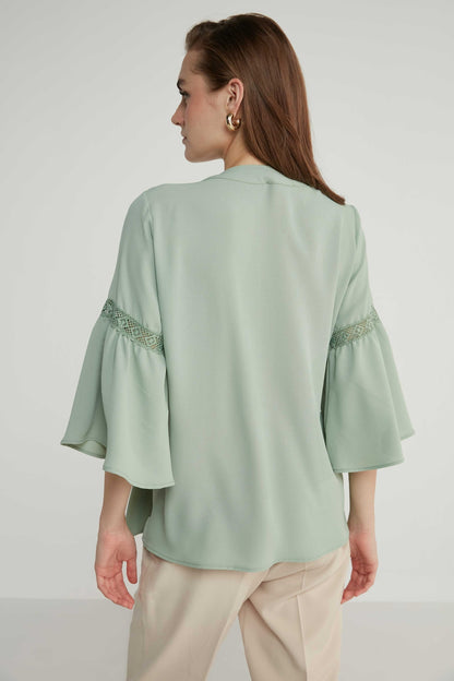 LACE STRIP DETAILED VOLAN SLEEVE AUTHENTIC BLOUSE