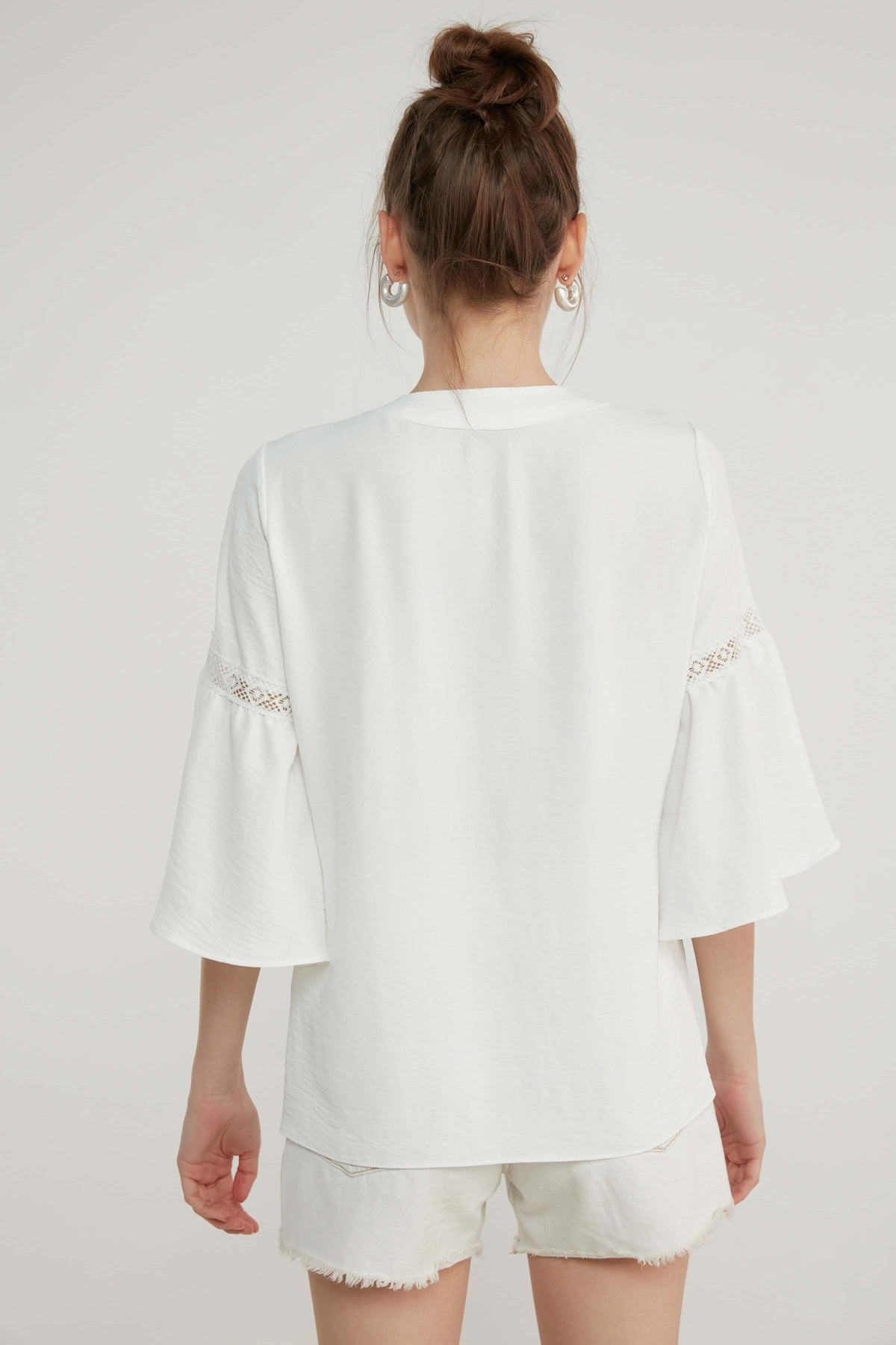 LACE STRIP DETAILED VOLAN SLEEVE AUTHENTIC BLOUSE