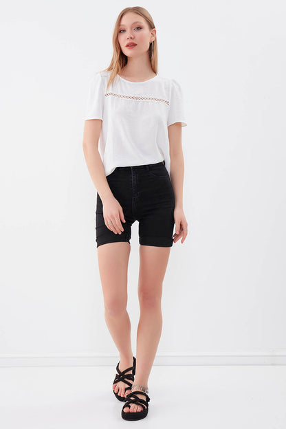 PLEATED SHORT SLEEVE BLOUSE