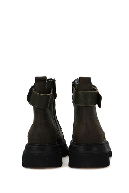 Cate Genuine Leather Khaki Antic Outdoor Female Boots