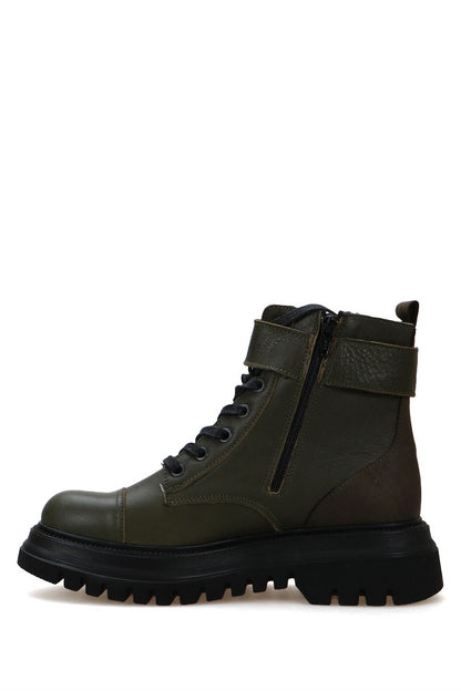Cate Genuine Leather Khaki Antic Outdoor Female Boots